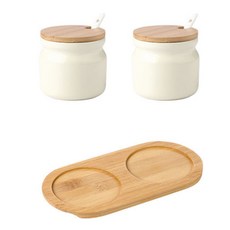 에프엘 북유럽풍 양념통 300ml x 2p + 받침 세트 화이트, 1세트