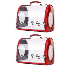 몬드스팟 반려동물 리아 투명 통기성 이동식 크로스백 YT_RB303_AY, 레드, 2개