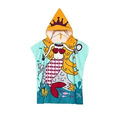 echobelle 兒童卡通人物連帽海灘巾 60 x 60 cm, 美人魚, 1個