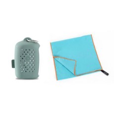 DSO 涼感便攜矽膠保護套 + 鉤環 + 運動毛巾, 淺藍色, 1套