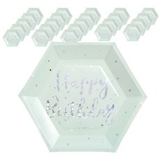 joyparty 生日派對餐盤 6入, 閃亮薄荷綠, 4個