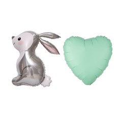 JOYPARTY 生日派對 銀箔 小兔子 愛心 馬卡龍 貼紙 套組, 綠色, 1套