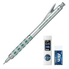 Pentel 飛龍文具 Graph Gear 1000 自動鉛筆 0.4mm PG1014 + AIN 0.4mm HB 鉛筆芯 + 橡皮擦套組, 混合色, 1套