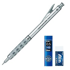 Pentel 飛龍文具 自動圖畫尺1000自動筆 0.5mm PG1015+Ain 0.5mm HB自動筆芯+橡皮擦組, 混色, 1套