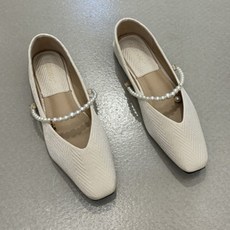 여성용 도도팩토리 쳔그리스 진주 장식 하객 플랫슈즈 단화