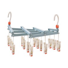 伸縮曬衣夾 14p 曬衣架 藍色, 1個, 單一顏色