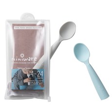 miniware 微兒 矽膠副食品湯匙組, 灰色+藍色, 湯匙 2入