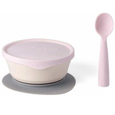 miniware 微兒 孩童用第2代吸盤式餐碗+湯匙, Vanilla+Pink, 1組