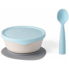 miniware 微兒 孩童用第2代吸盤式餐碗+湯匙, Vanilla+Blue, 1組