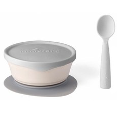 miniware 微兒 孩童用第2代吸盤式餐碗+湯匙, Vanilla+Gray, 1組