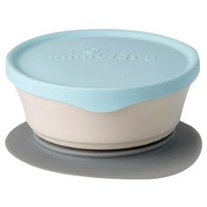 miniware 微兒 嬰兒吸附式附蓋餐碗 第2代, Vanilla+Blue, 1組
