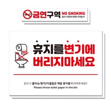 더굿데이 PVC 방수 스티커 2종 x 2p 세트 시트지인쇄 + 포맥스형, 변기에버리지마세요2개+금연구역2개(시트지+포맥스)