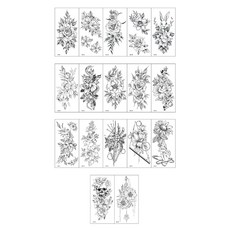 cinnamon girl 流行紋身貼紙組, 17個, B-黑玫瑰