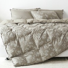 La Pomme 40支純棉表布羽絨四季被寢具組, 深灰色(被子)+炭灰色(被套+薄墊+枕套)