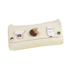 可愛徽章筆袋, 白色, 1個