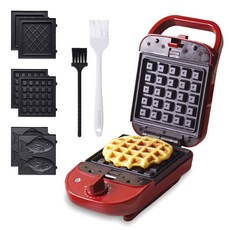 OCOO 奧庫 定時鬆餅機 紅色+油刷+清潔刷, OCP-SM493RC, 1組