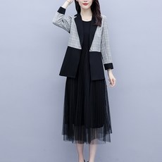 ATTERLIC 格紋西裝外套背心連身紗裙套裝