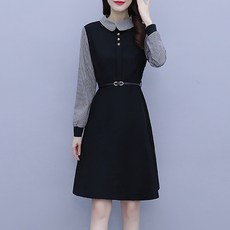 ATTERLIC 格紋層次感正裝賓客穿搭連身裙 00255 含大尺碼, 黑色