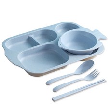 딥홈 유아용 물고기 식판 세트, 블루, 1개