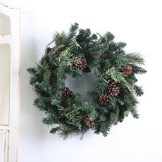 Marsh Marigold 優質聖誕松果混合花圈, 綠色