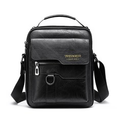 WEIXIER Elso 復古郵差肩揹包 男士包, 黑色