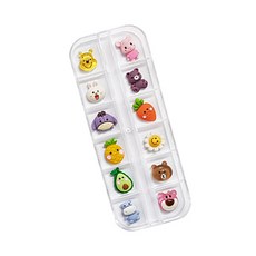 KAKAS 可愛角色造型美甲飾品 12種 各2入組, 200號, 1套