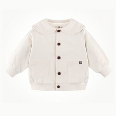 milk mile 童款簡約可愛刺繡鋪棉水手領外套