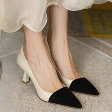 엘쏘 투톤 뾰족 구두 미들힐