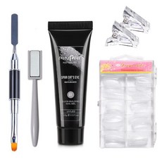 Gogo Blanc延長甲磁吸凝膠美甲 01組, Polygel 15ml + 雙刷 + 條形磁鐵 + 尖端固定夾 2p + 延長尖端 100p, 1套