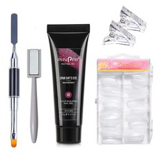 美甲貓眼膠組, Polygel 15ml + 雙刷 + 條形磁鐵 + 尖端固定夾 2p + 延長尖端 100p, 1套