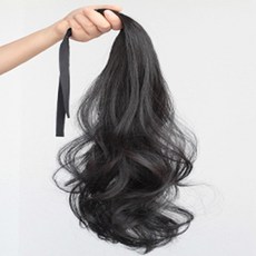 女用馬尾高溫絲局部假髮 綁帶式 40cm, 自然黑(HB_07_01), 1個