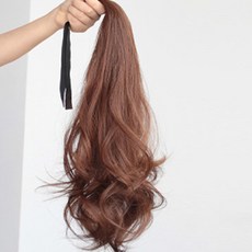 女用馬尾高溫絲局部假髮 綁帶式 55cm HB_07_06, 牛奶棕, 1個