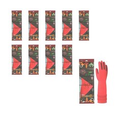 SoSON 橡膠手套 L號, 紅色的, 10雙