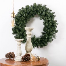 聖誕無裝飾真松針花圈 75, 綠色