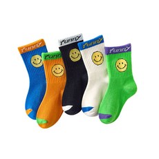 傑伊賽爾 兒童開心笑臉襪子5件組 A56