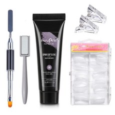 美甲貓眼膠組, Polygel 15ml + 雙刷 + 條形磁鐵 + 尖端固定夾 2p + 延長尖端 100p, 1套