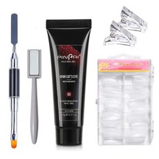 美甲貓眼膠組, Polygel 15ml + 雙刷 + 條形磁鐵 + 尖端固定夾 2p + 延長尖端 100p, 1套