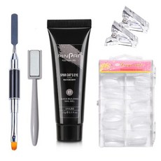 Gogo Blanc延長甲磁吸凝膠美甲 07組, Polygel 15ml + 雙刷 + 條形磁鐵 + 尖端固定夾 2p + 延長尖端 100p, 1套