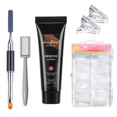 美甲貓眼膠組, Polygel 15ml + 雙刷 + 條形磁鐵 + 尖端固定夾 2p + 延長尖端 100p, 1套