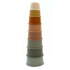 嬰兒用彩色矽膠疊杯玩具, Good Morning, 1組