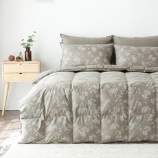 라뽐므 리플라워 구스이불 강추위용 + 노르빅 토퍼 + 베개커버 세트, 다크그레이(이불), 차콜그레이(토퍼,베개커버), 이불+토퍼+베개커버 세트