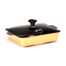 Risen Classy IH感應雙耳方形陶瓷塗層烤盤+蓋子 金色, 370 x 253 x 77 毫米, 1個