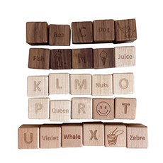 木質字母圖畫方塊 27入, 自然木色