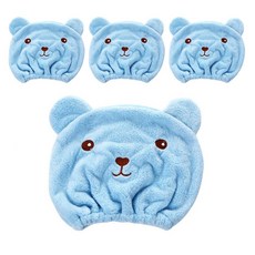 Yangsun Company角色吹乾頭髮毛巾, 藍色, 4個