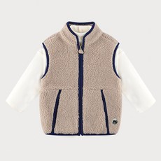 milk mile 孩童假兩件式絨毛背心拉鍊外套