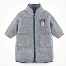 milk mile 童款兔子刺繡立領人造羊毛長版外套