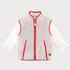 milk mile 孩童假兩件式絨毛背心拉鍊外套