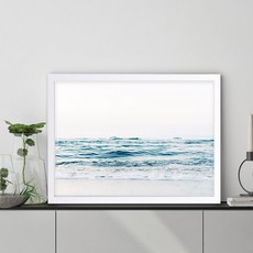 Mabel In Home 室內裝飾風景畫 寧靜海景木框海報組, 白色