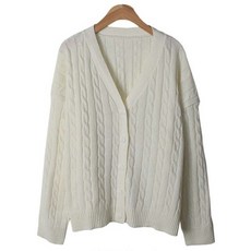 Lindashop Rinade 女款寬鬆麻花喀什米爾開襟衫 CD1579K18