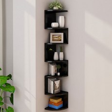 러브트리스 우드 벽 코너 수납선반, 블랙, 1개